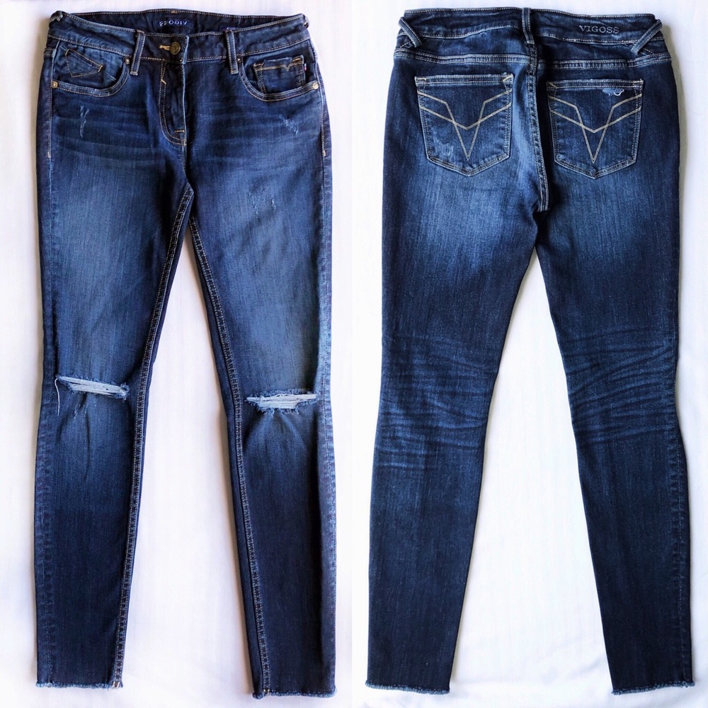 VIGOSS Chelsea Jeans Women’s 26 Dark Wash Distressed